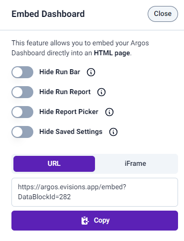 Embed your dashboard into an HTML page.
